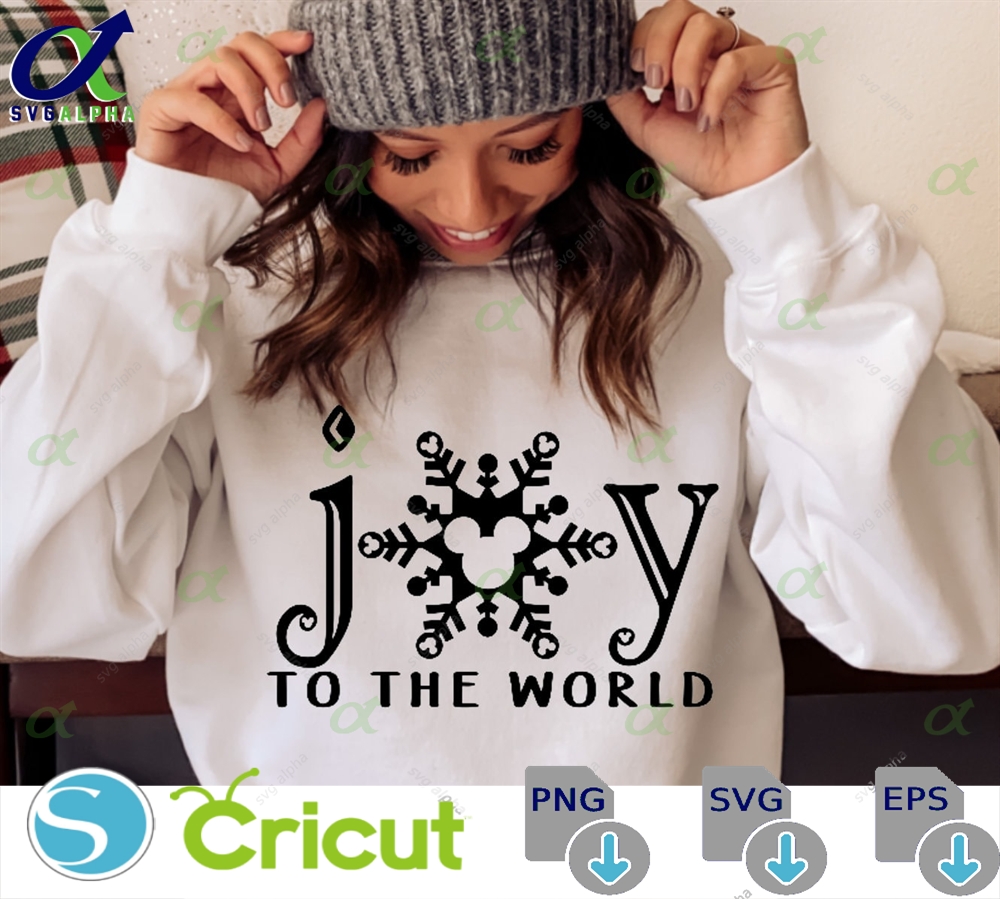 Joy to the World Mickey Mouse Snowflake SVG Christmas Cut File for Cricut Silhouette SVG PNG JPG Instant Download